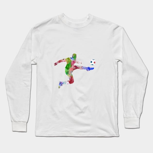 Man Soccer Player Long Sleeve T-Shirt by RosaliArt